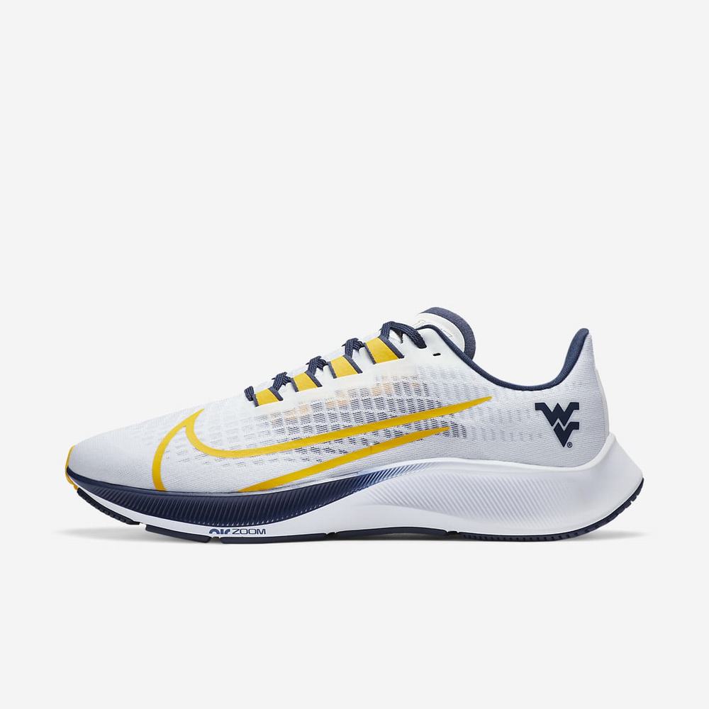 Chaussure De Running Nike College Zoom Pegasus 37 (West Virginia) Blanche 8706-319 White/Pure Platinum/College Navy/University Gold Homme | XLM-49151154